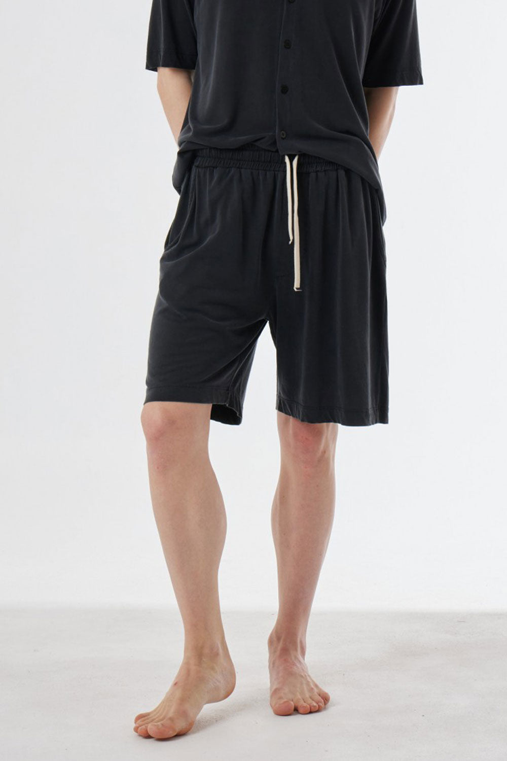 Cupro/Cotton Shorts Charcoal