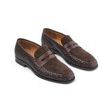 Italian Suede/Leather Woven Loafer Brown