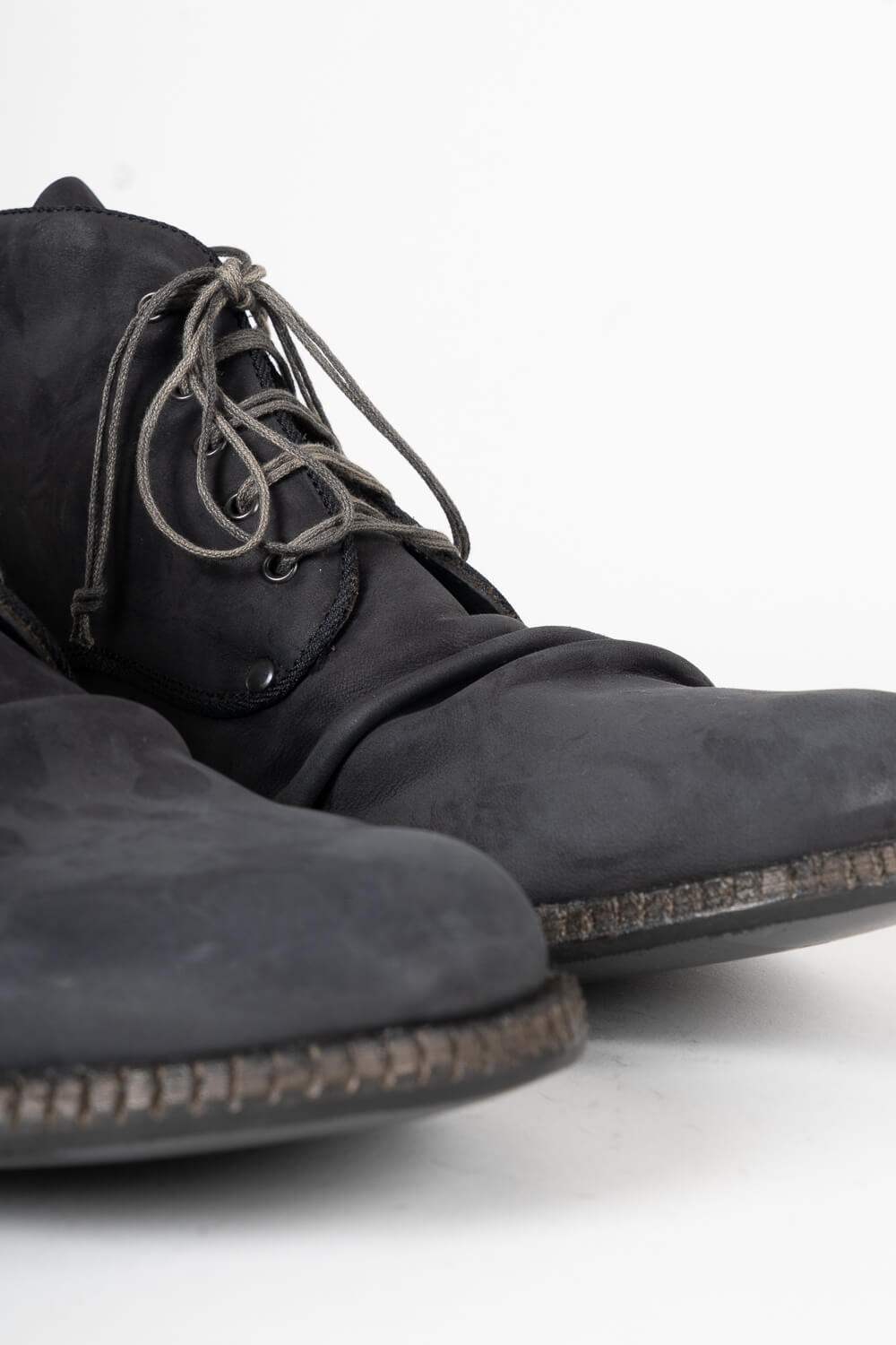 Italian Calf Leather Crease Effect Boot Charcoal