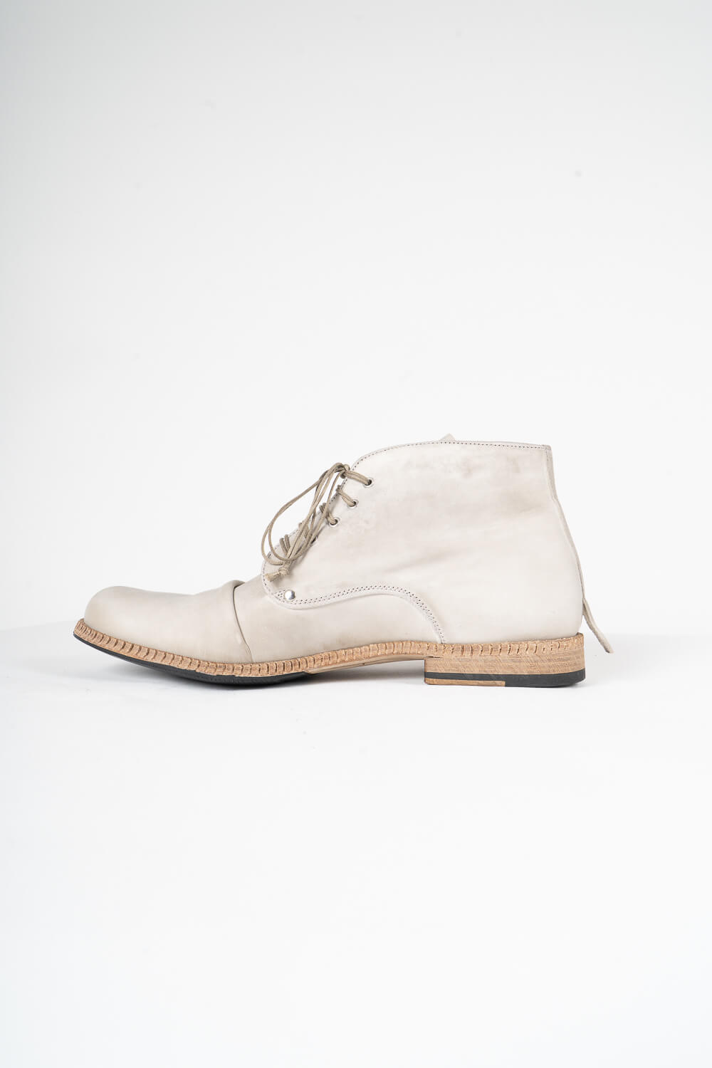 Italian Calf Leather Crease Effect Boot Dark Beige