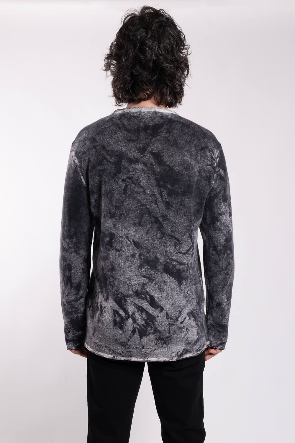 Italian Cashmere Marble Effect Sweatshirt Grey/White