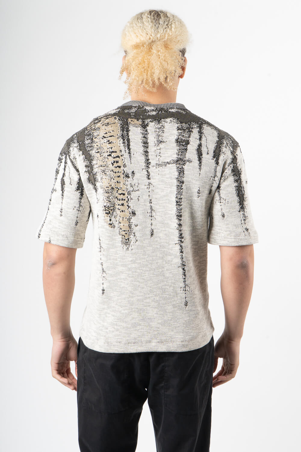 Italian Cotton Knit Design Round T-Shirt Beige