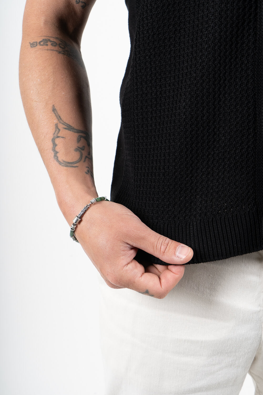 Italian Cotton Knitted Button-Up Shirt Black
