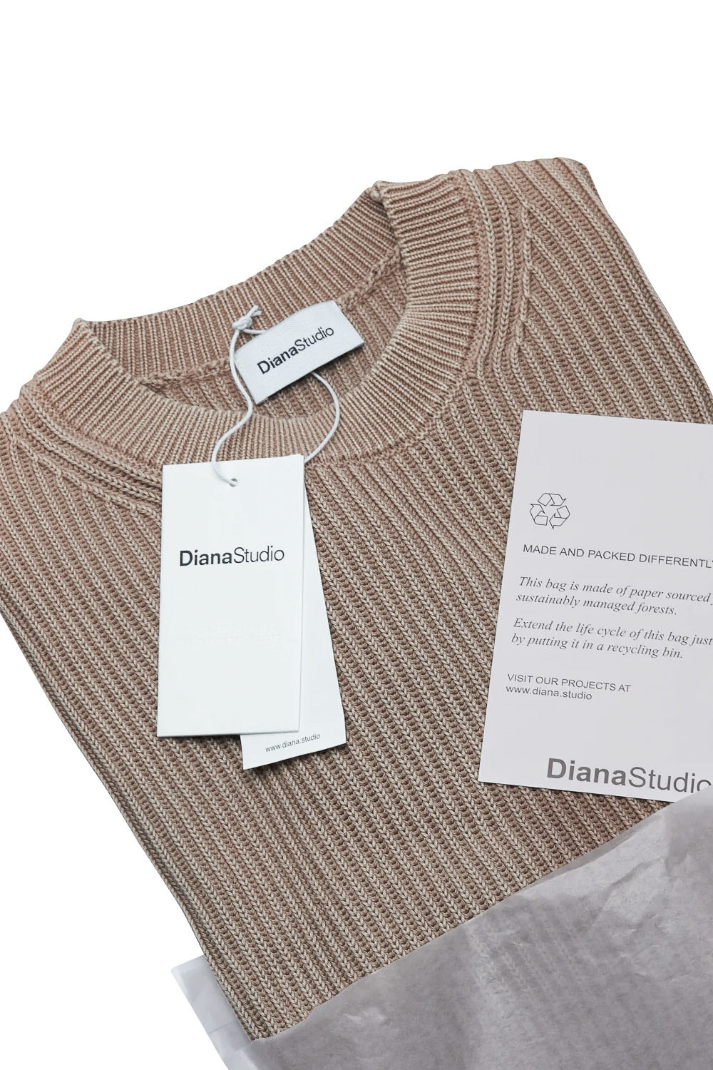 Italian Cotton Ribbed Round Neck Sweater Camel