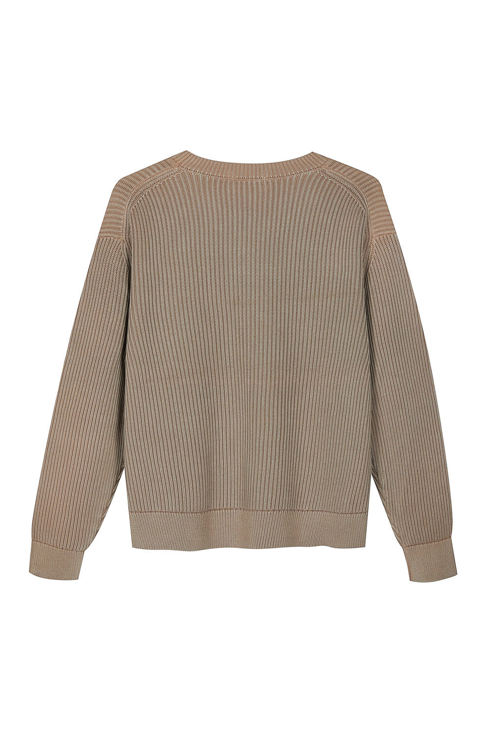 Italian Cotton Ribbed Round Neck Sweater Camel