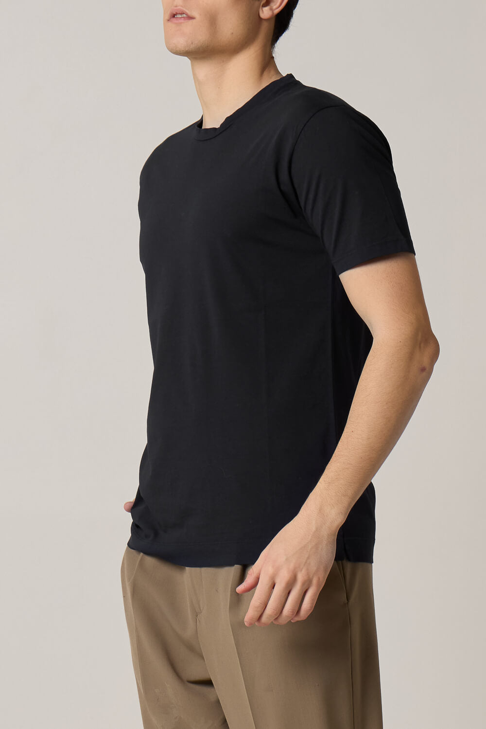 Italian Cotton Round Neck T-Shirt Black