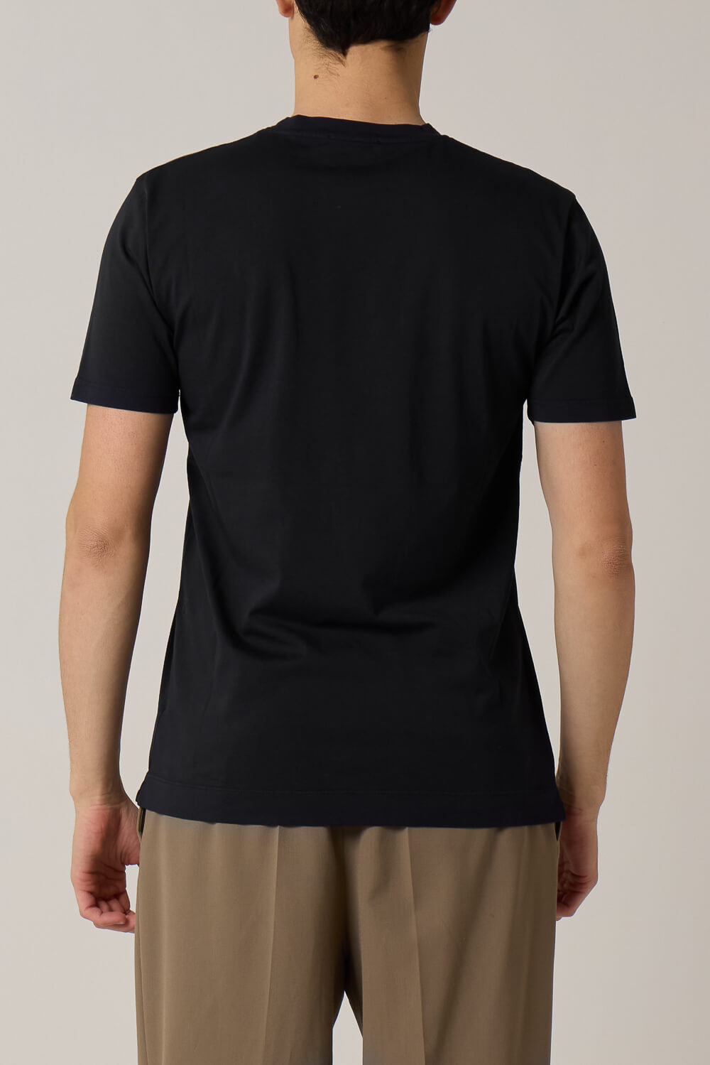 Italian Cotton Round Neck T-Shirt Black