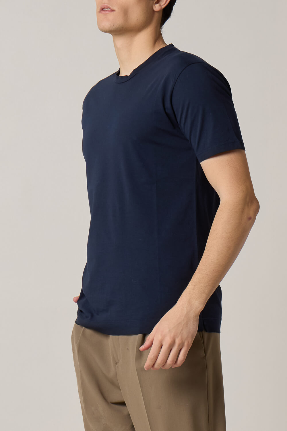 Italian Cotton Round Neck T-Shirt Navy