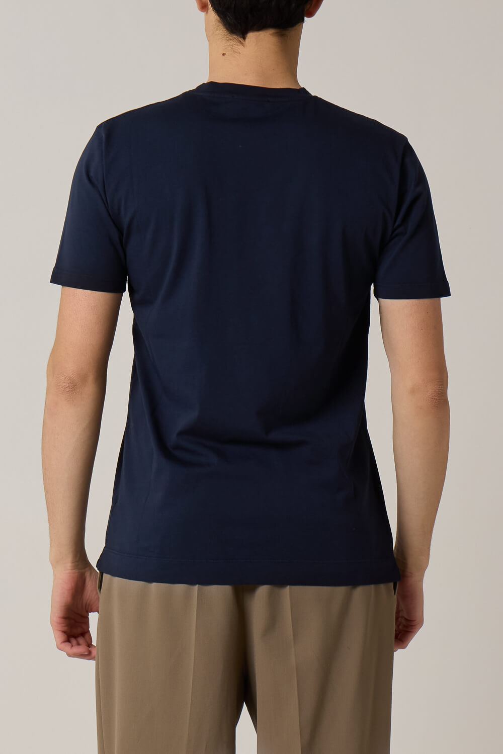 Italian Cotton Round Neck T-Shirt Navy