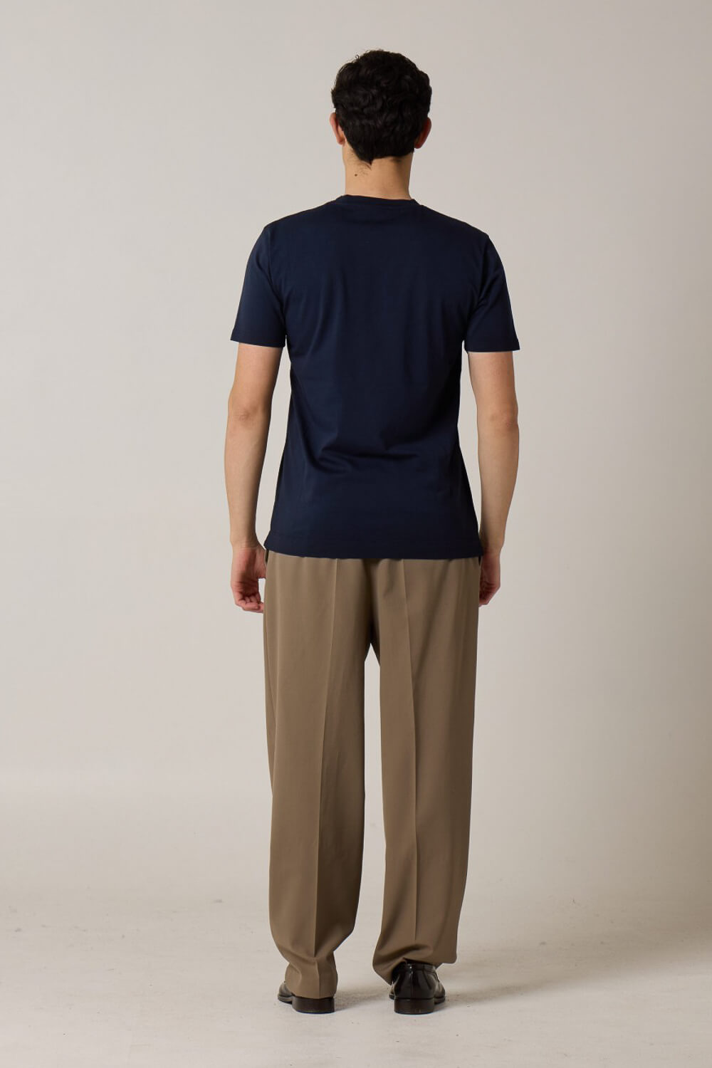 Italian Cotton Round Neck T-Shirt Navy