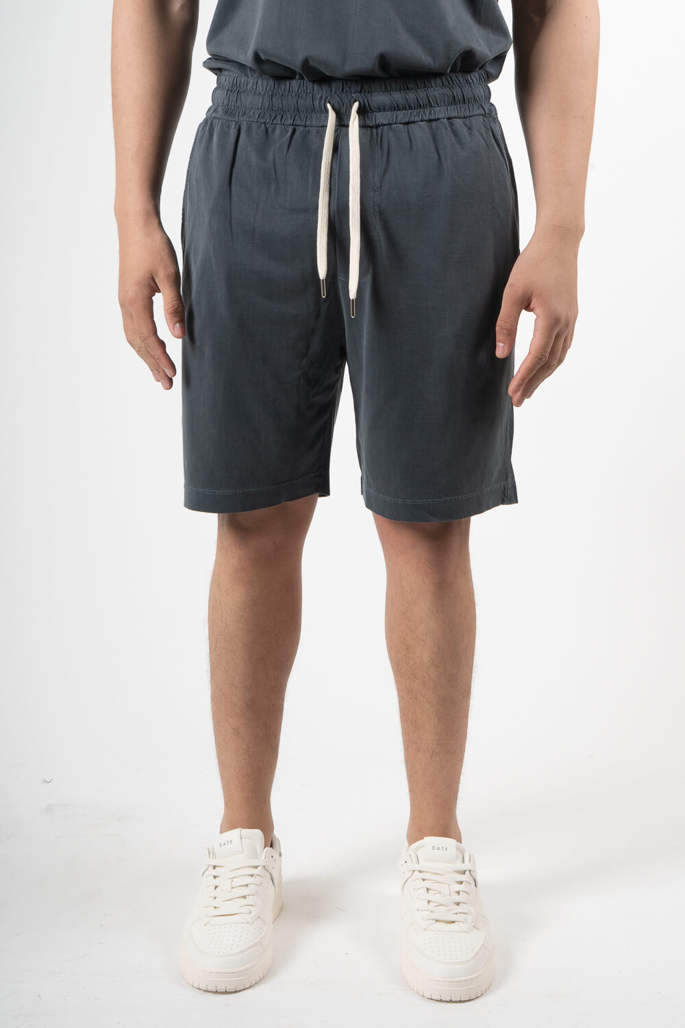 Italian Cupro/Cotton Shorts Steel Blue