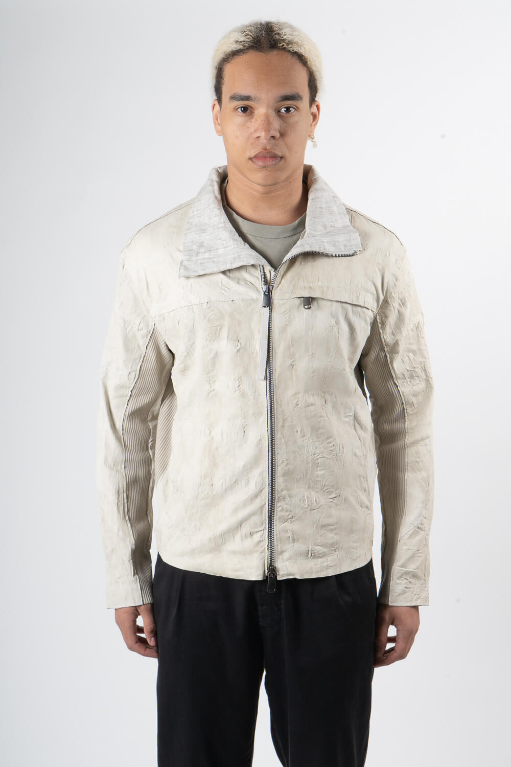 Italian Lamb Leather W/ Croc Effect Jacket Cream