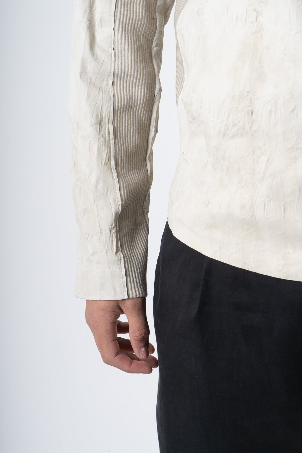 Italian Lamb Leather W/ Croc Effect Jacket Cream