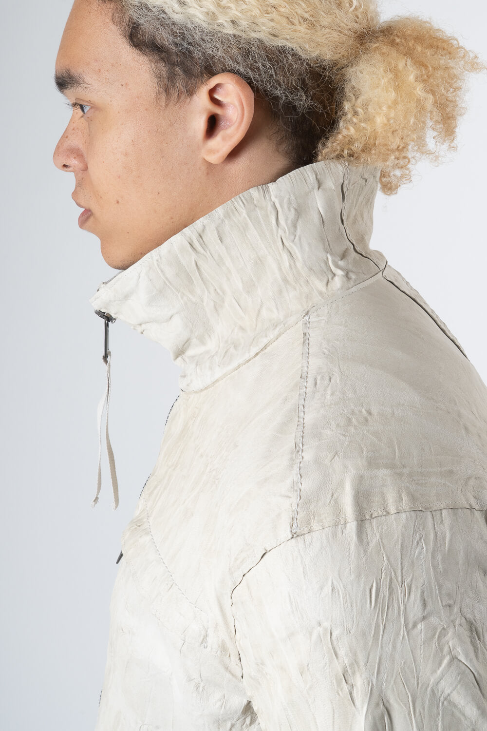 Italian Lamb Leather W/ Croc Effect Jacket Cream