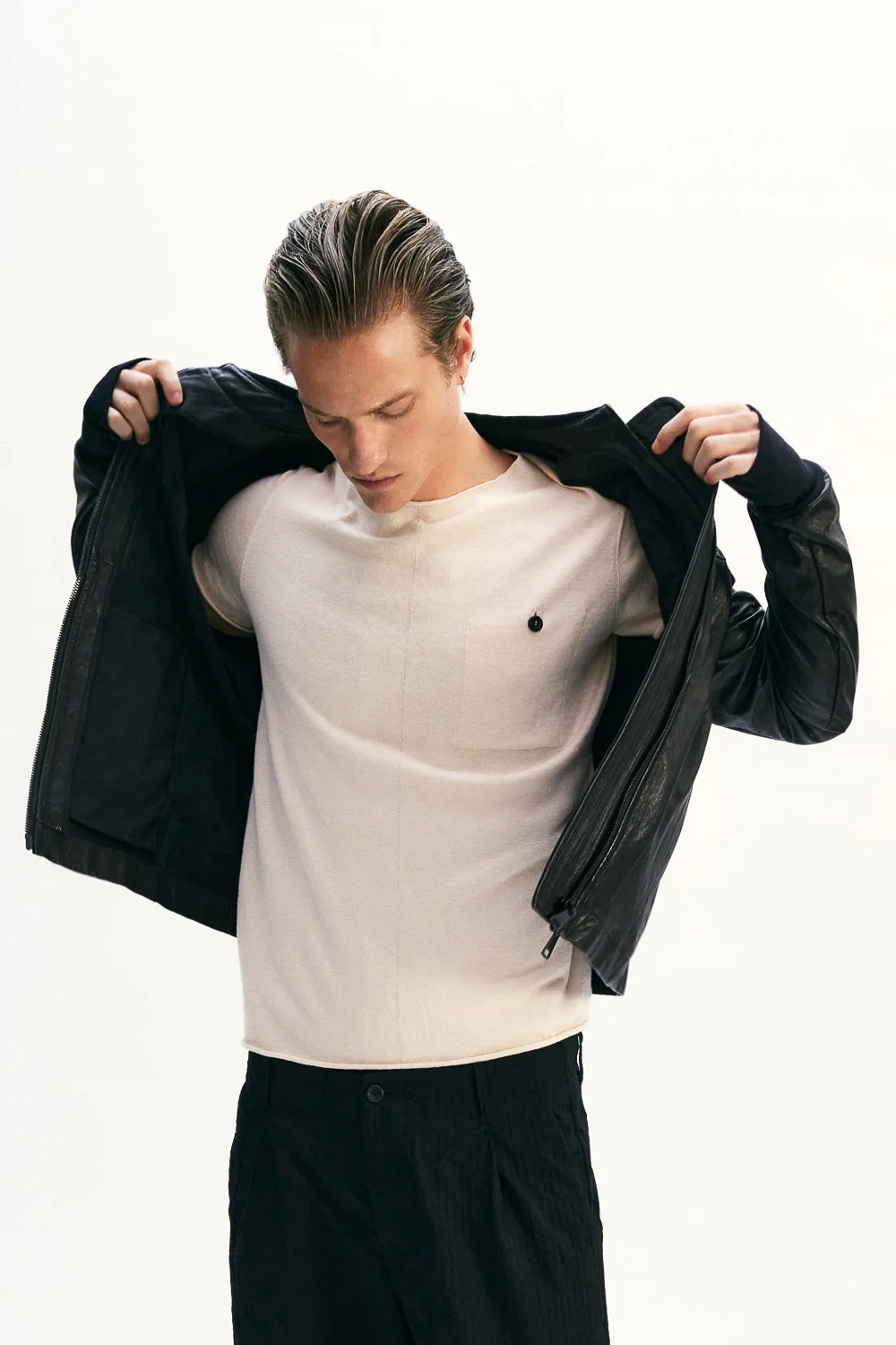 Italian Lambskin Leather Biker Jacket Black