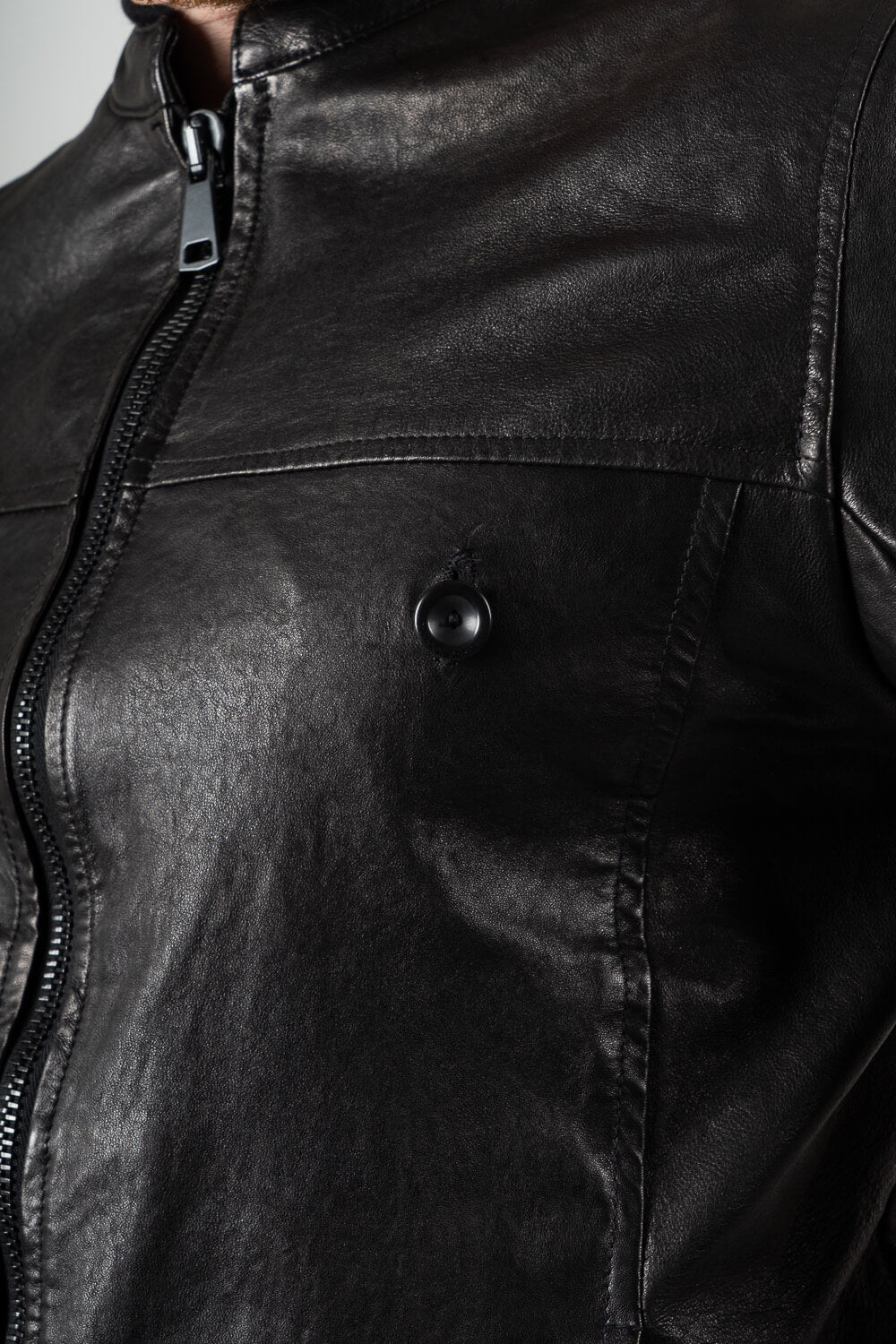 Italian Lambskin Leather Biker Jacket Black