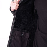 Italian Leather Shearling Bomber Jacket Black