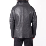 Italian Leather Shearling Bomber Jacket Black