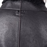 Italian Leather Shearling Bomber Jacket Black