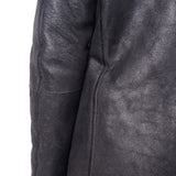 Italian Leather Shearling Bomber Jacket Black