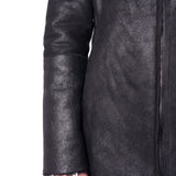 Italian Leather Shearling Bomber Jacket Black