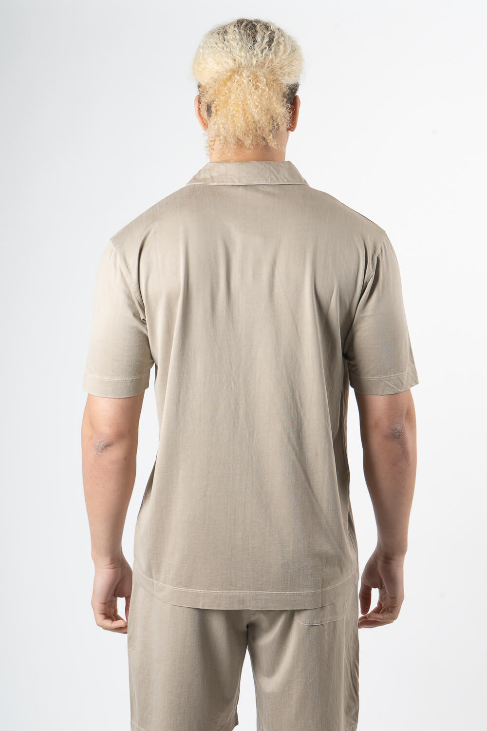 Italian Silk/Cotton Button-Up Shirt Champagne