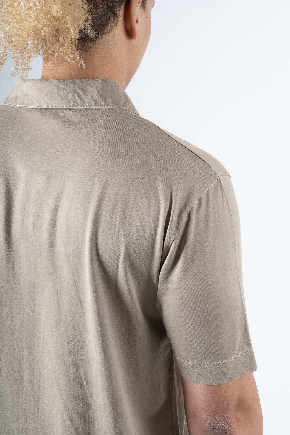 Italian Silk/Cotton Button-Up Shirt Champagne