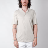 Cupro/Cotton Button-Up Shirt Light Grey