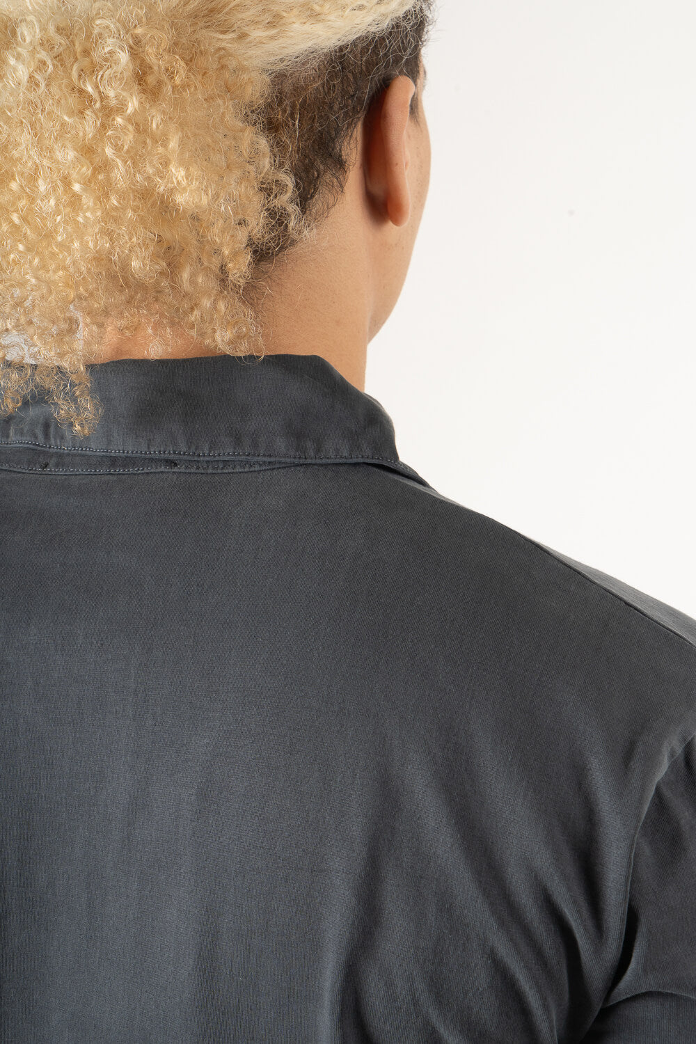 Italian Silk/Cotton Button-Up Shirt Steel Grey