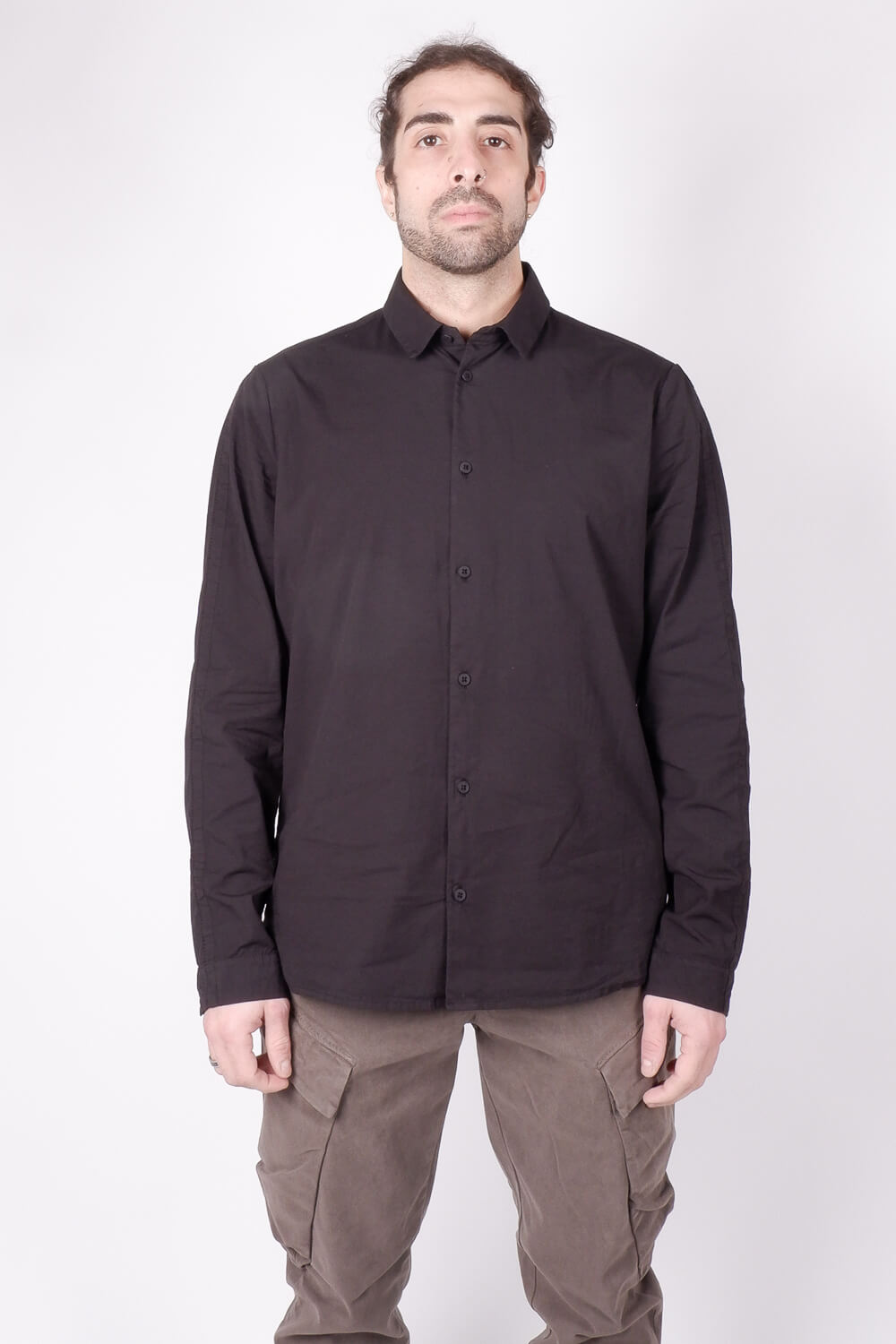 Italian Stretch Cotton Shirt Black