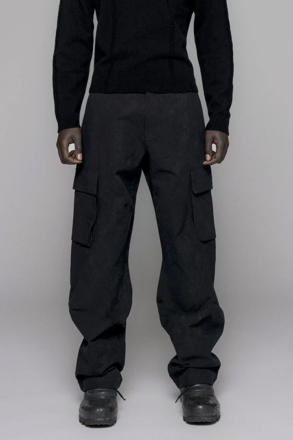 Jacquard Cargo Trousers Black