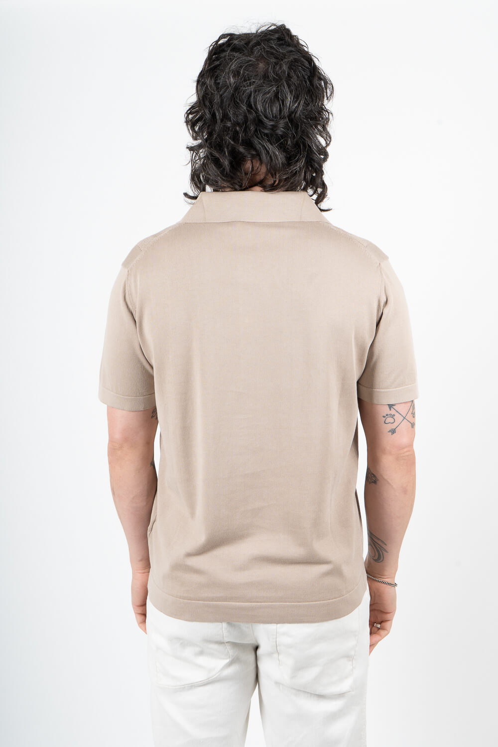 Jacquard Design Button-Up Shirt Sand