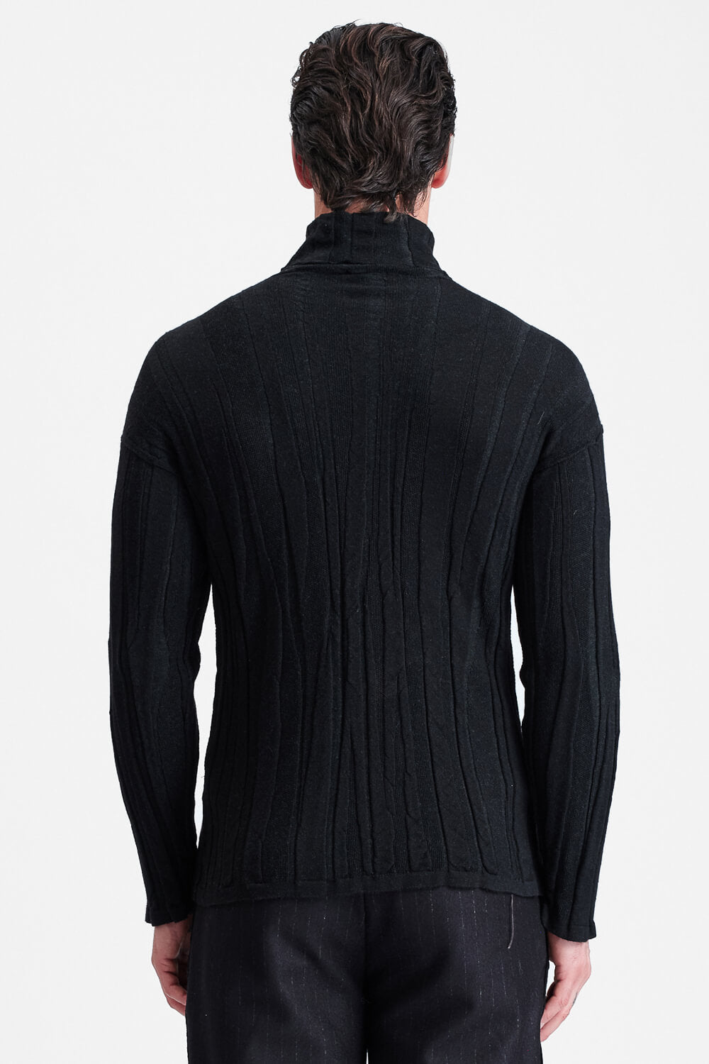 Jacquard Wool-Blend Roll Neck Jumper Black