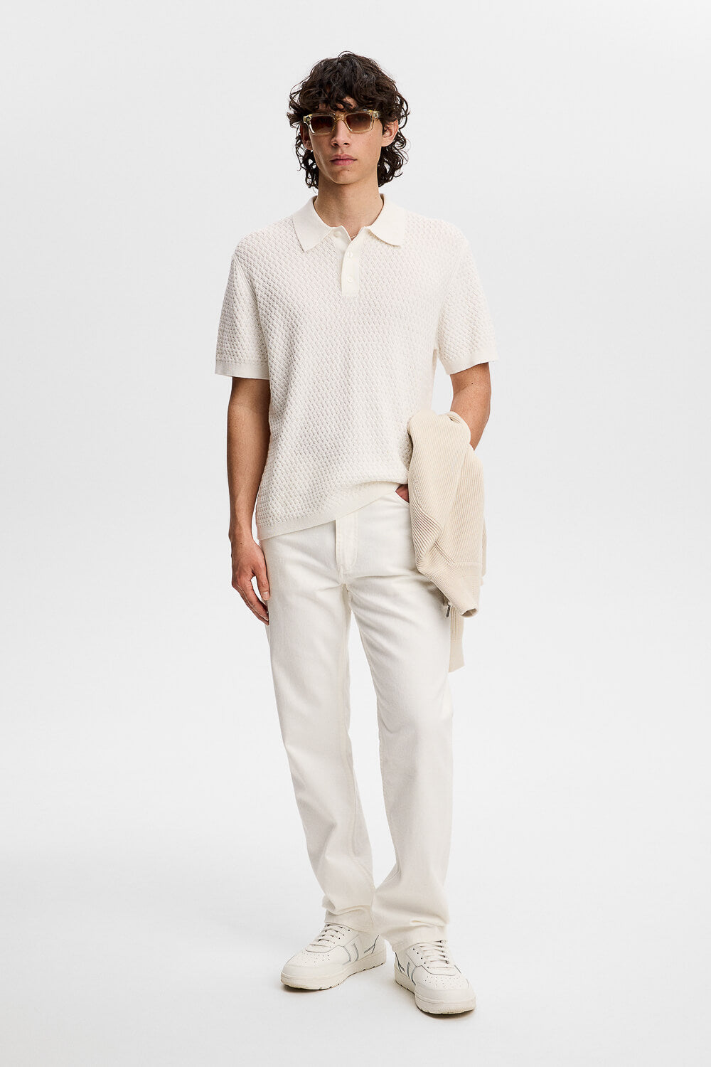 Jacques Structure Knit Polo White/Cream