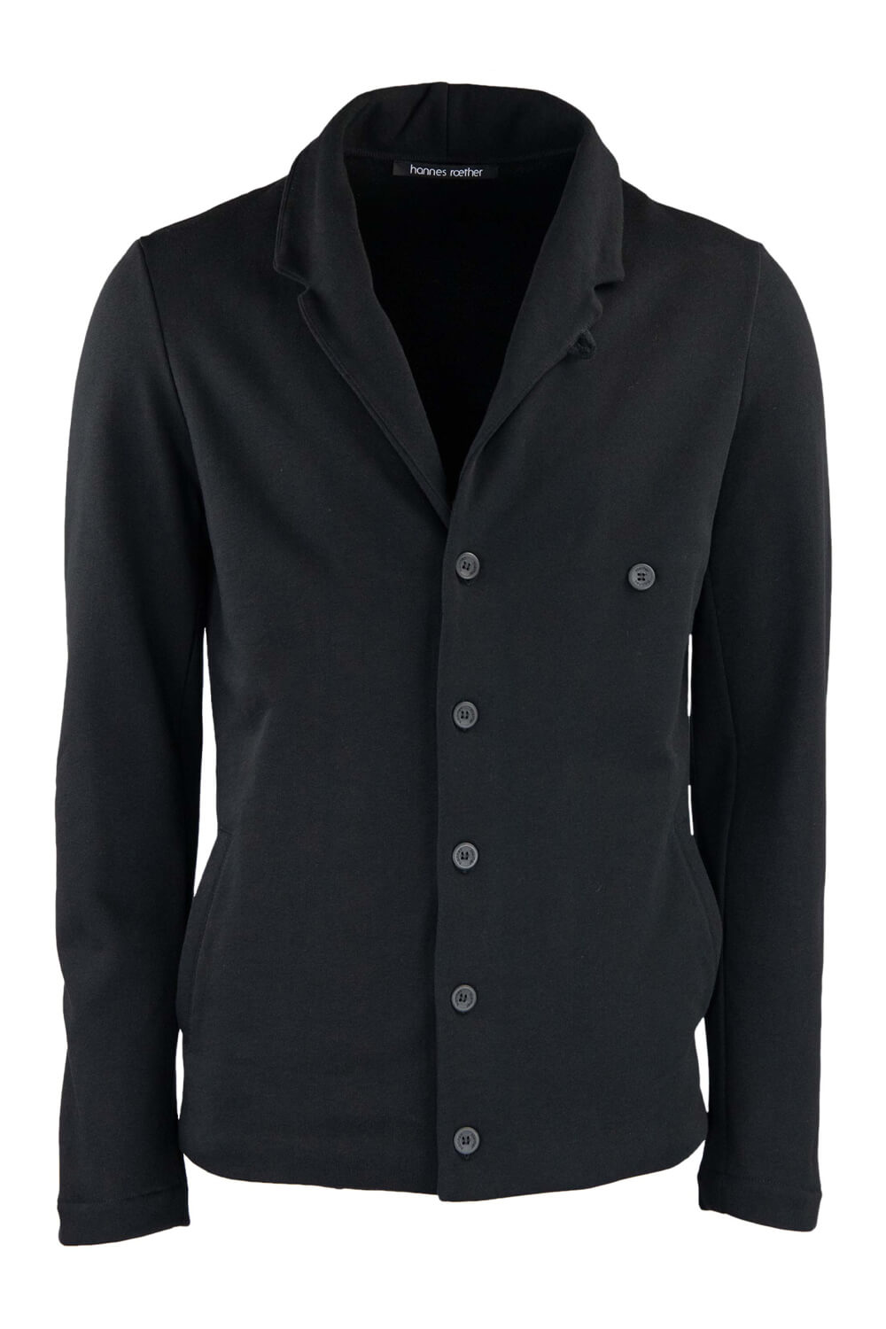 Jersey Cotton Button-Up Blazer Black