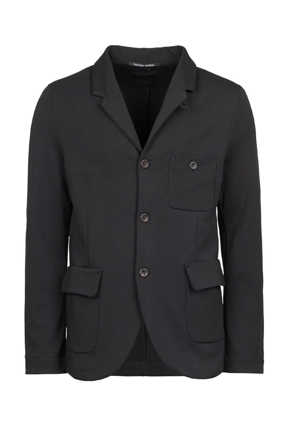 Jersey Cotton Stretch Front Pocket Blazer/Jacket Black