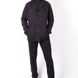 Jersey Cotton Button-Up Blazer Black