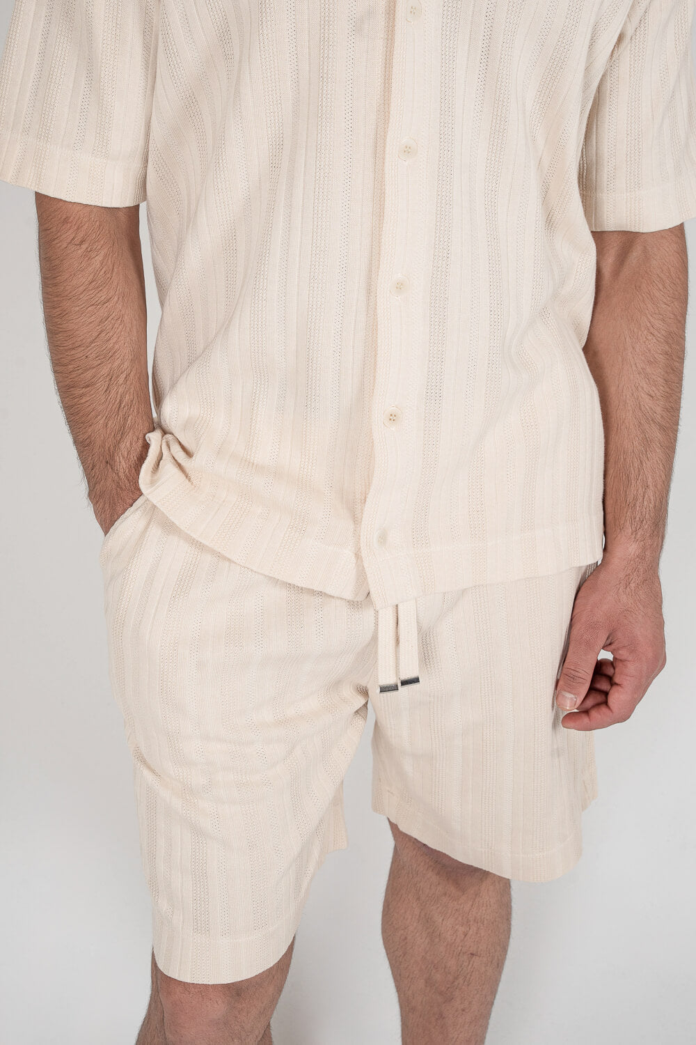 Jersey Cotton Patterned Shorts Beige