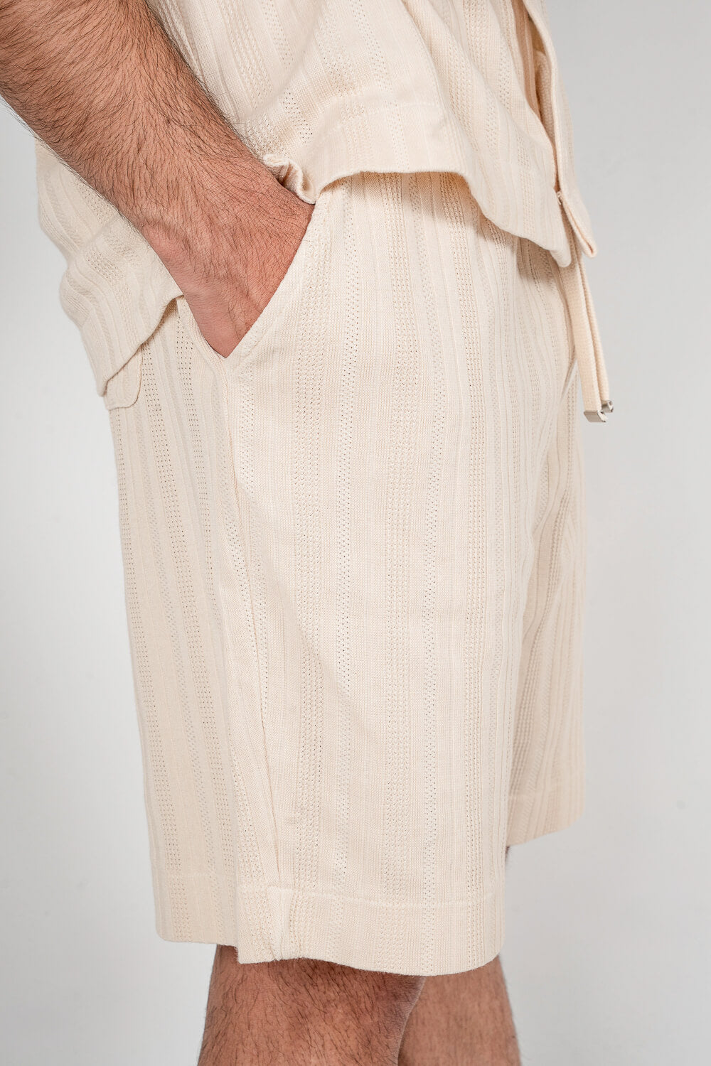 Jersey Cotton Patterned Shorts Beige