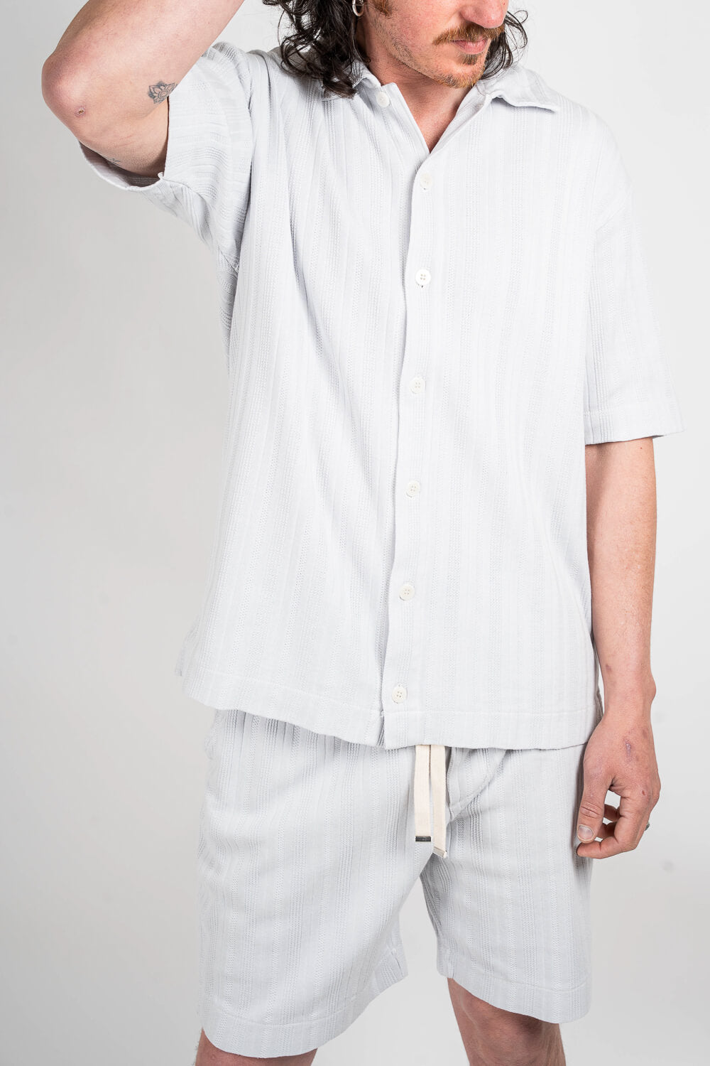 Jersey Cotton Patterned Shorts White