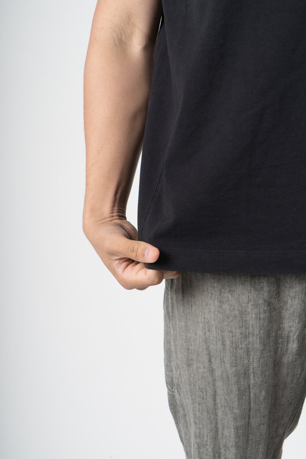 Jersey Cotton W/ Stitch Detail T-Shirt Black