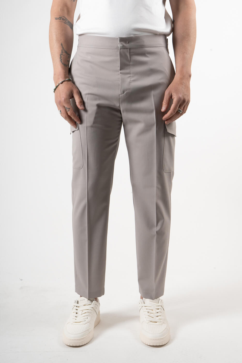 Karl Drawstring Cargo Trousers Beige