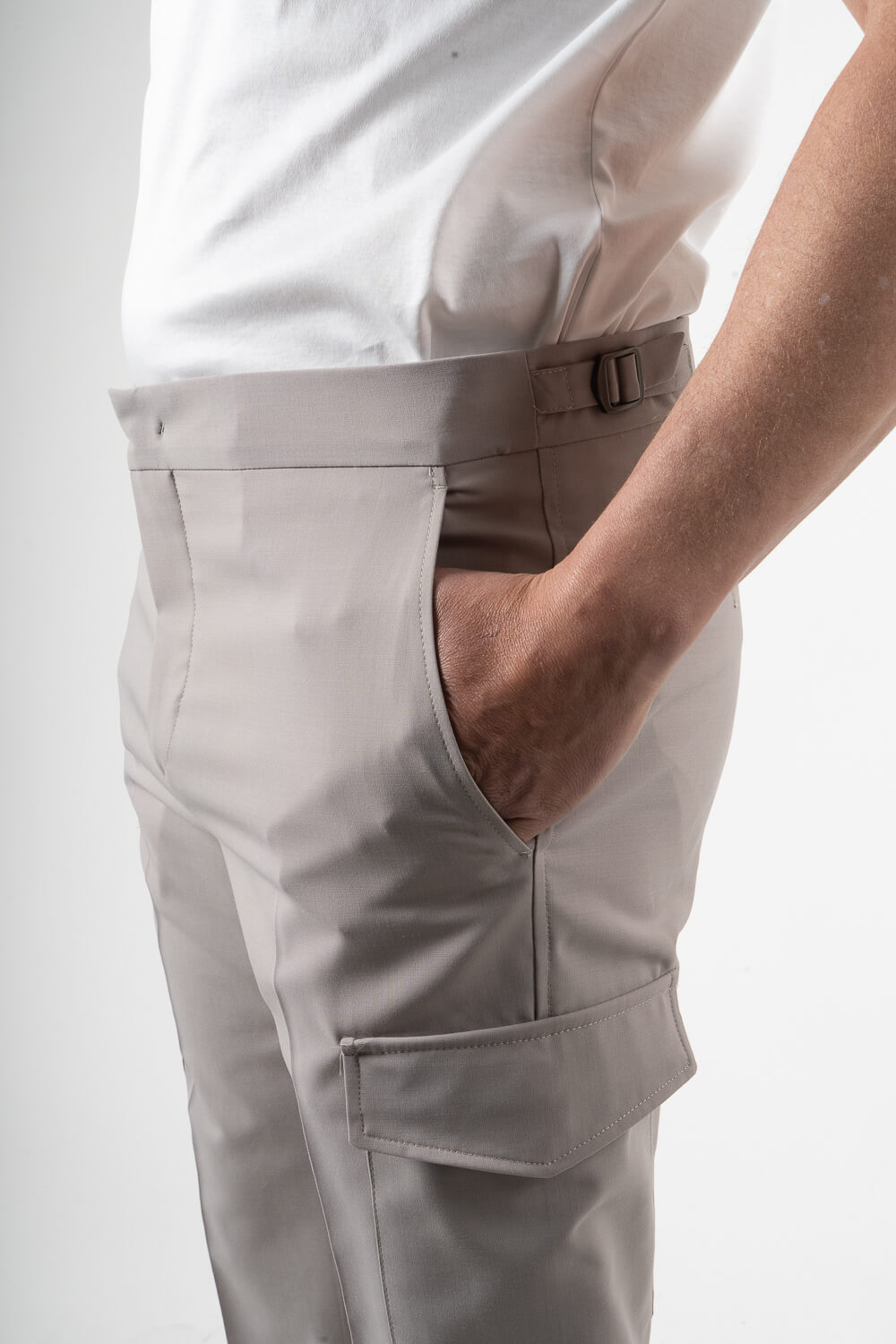 Karl Drawstring Cargo Trousers Beige