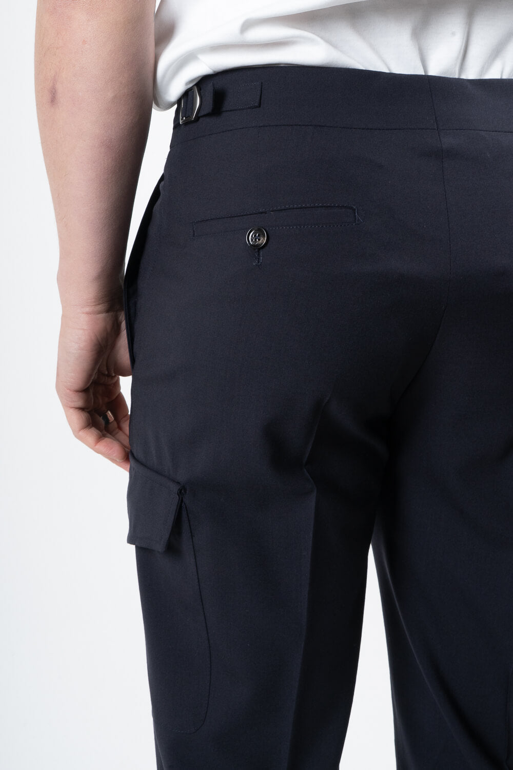Karl Drawstring Cargo Trousers Navy