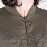 Zip-Up Linen/Cotton Jacket Green