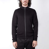 Ribbed Cotton Zip-Up Jacket Black