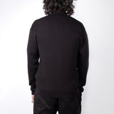 Ribbed Cotton Zip-Up Jacket Black