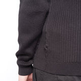 Ribbed Cotton Zip-Up Jacket Black