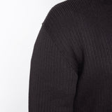 Ribbed Cotton Zip-Up Jacket Black