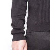 Ribbed Cotton Zip-Up Jacket Black